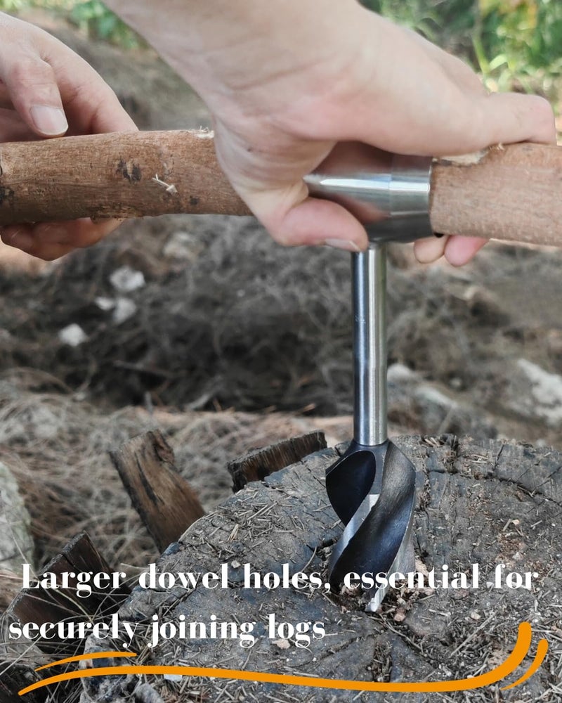 MinliGUY Survival Tools, 1.5 inch Bushcraft Hand Auger with Scotch Eye for Large Wood Pegs, Hand Auger Wood Drill, Essential Bushcraft Gear Manual Drill Hole Maker W/Settlers Wrench for Camping, Outdoor - Image 3
